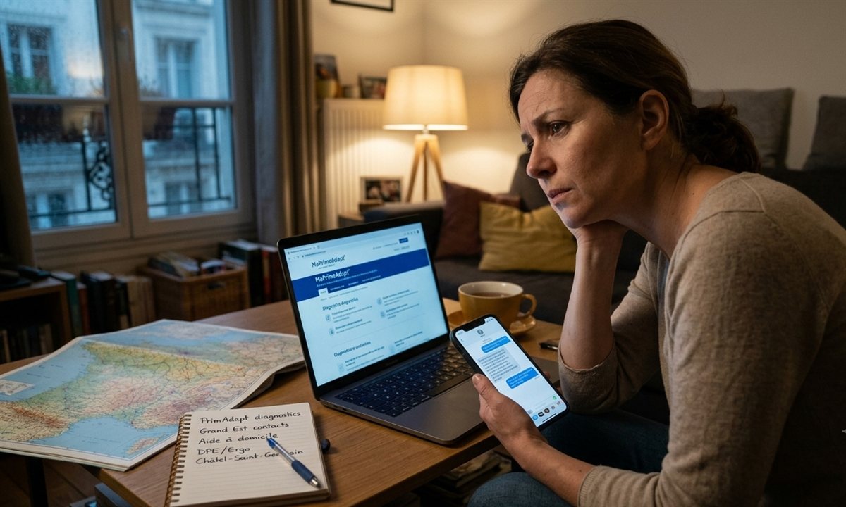 Proche inquiet consultant MaPrimeAdapt' à distance pour un parent âgé